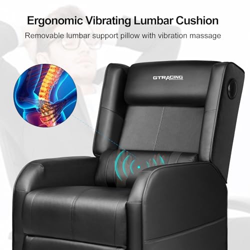 Black Gaming Recliner Chair with Bluetooth Speakers Racing Style Single Sofa O45678