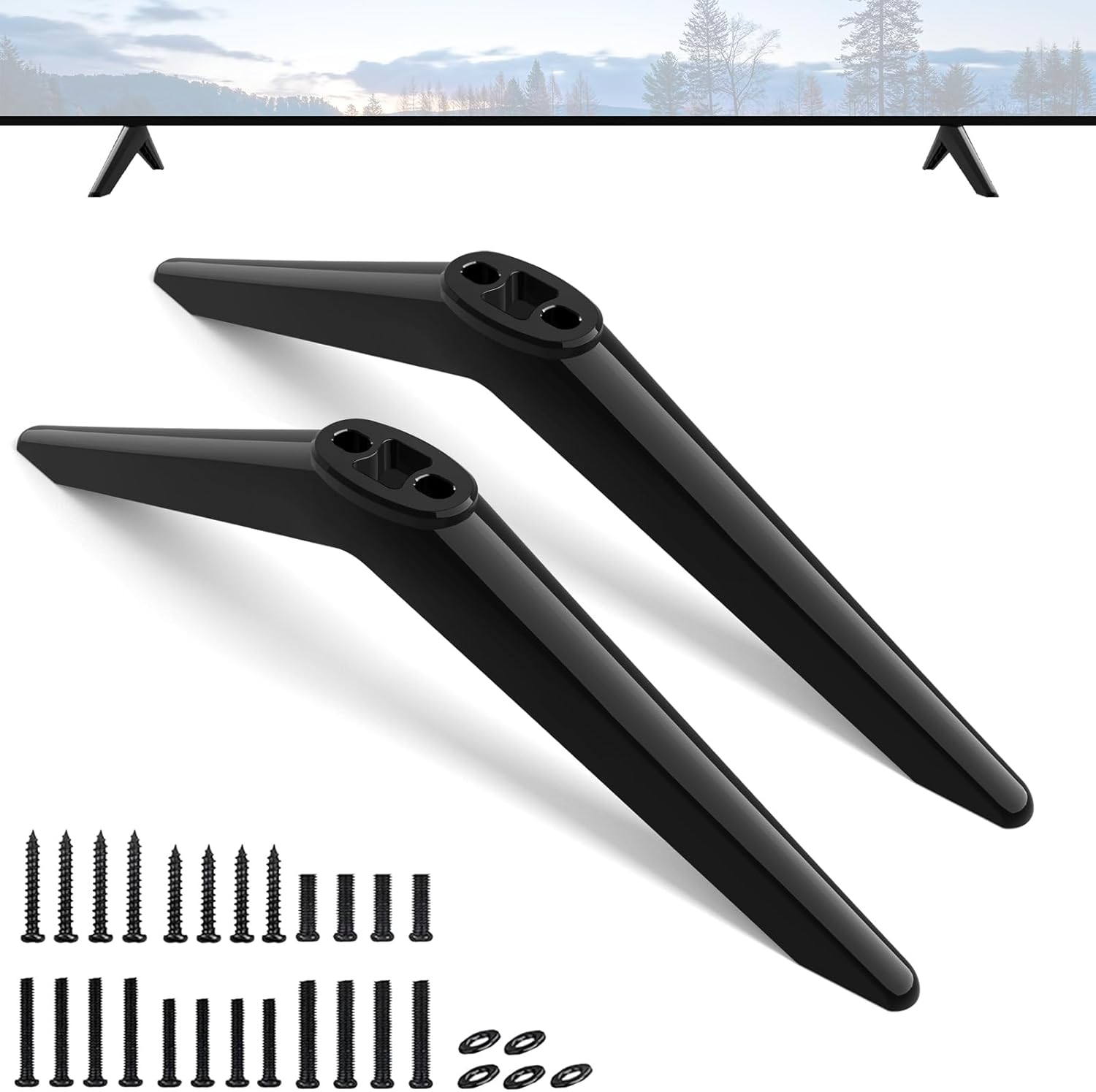 Black TV Stand Legs Replacement with Screws D64015