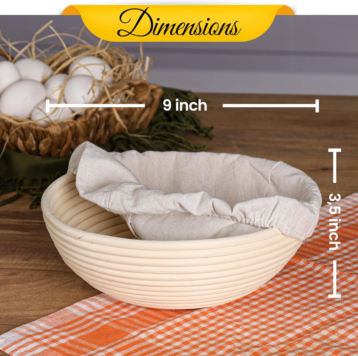 Round 9 inch Sourdough Proofing Basket N826
