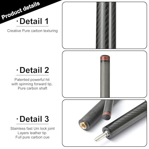 Carbon Fiber Break Pool Cue Stick 20OZ Weight 13mm Tip 58" L502135