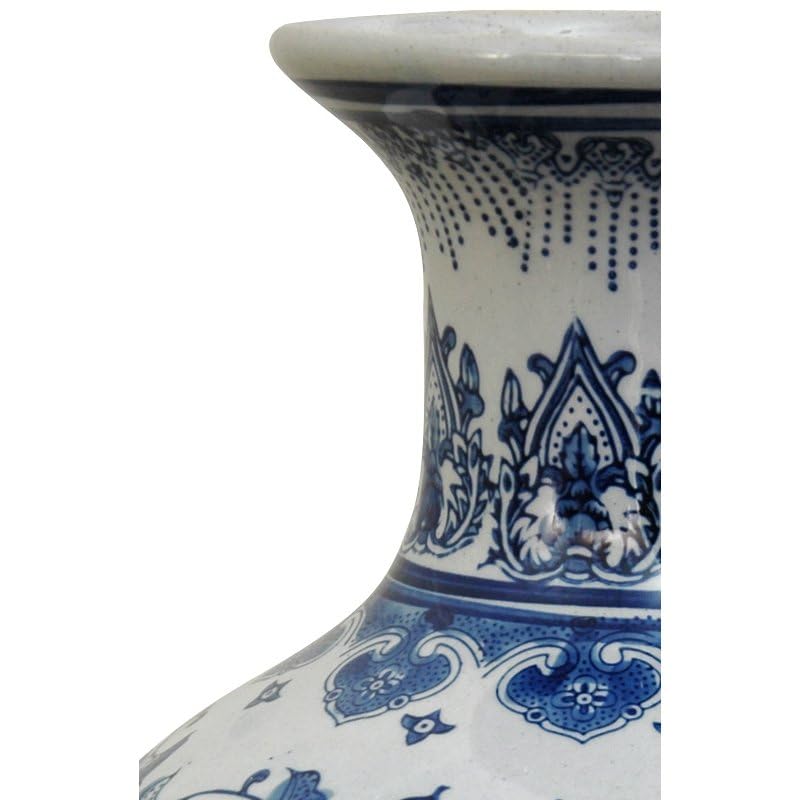 12" Floral Blue & White Porcelain Vase H548454