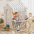 Kids Playhouse with Pretend Play Kitchen Toys Set Beige Gray S561
