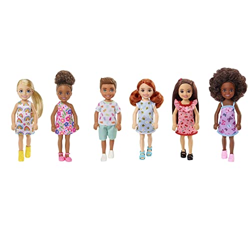 Chelsea Doll with Long Blonde Hair & Blue Eyes Wearing Removable Purple Flowered Dress & Yellow Shoes O737577