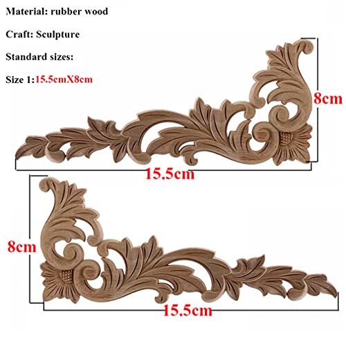 Natural Floral Wood Carved Wooden Figurines Corner Appliques Frame Wall Door Furniture Wood Carving Decorative 10cmX55cm F679