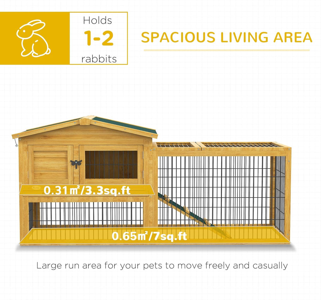 Yellow Wooden Rabbit Hutch with Removable Tray U59940