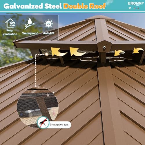 10' x 12' Hardtop Gazebo with Aluminum Frame and Galvanized Steel Double Roof T27636