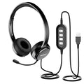 USB Headset with Microphone Noise Cancelling Lightweight Wired Headphones E32276