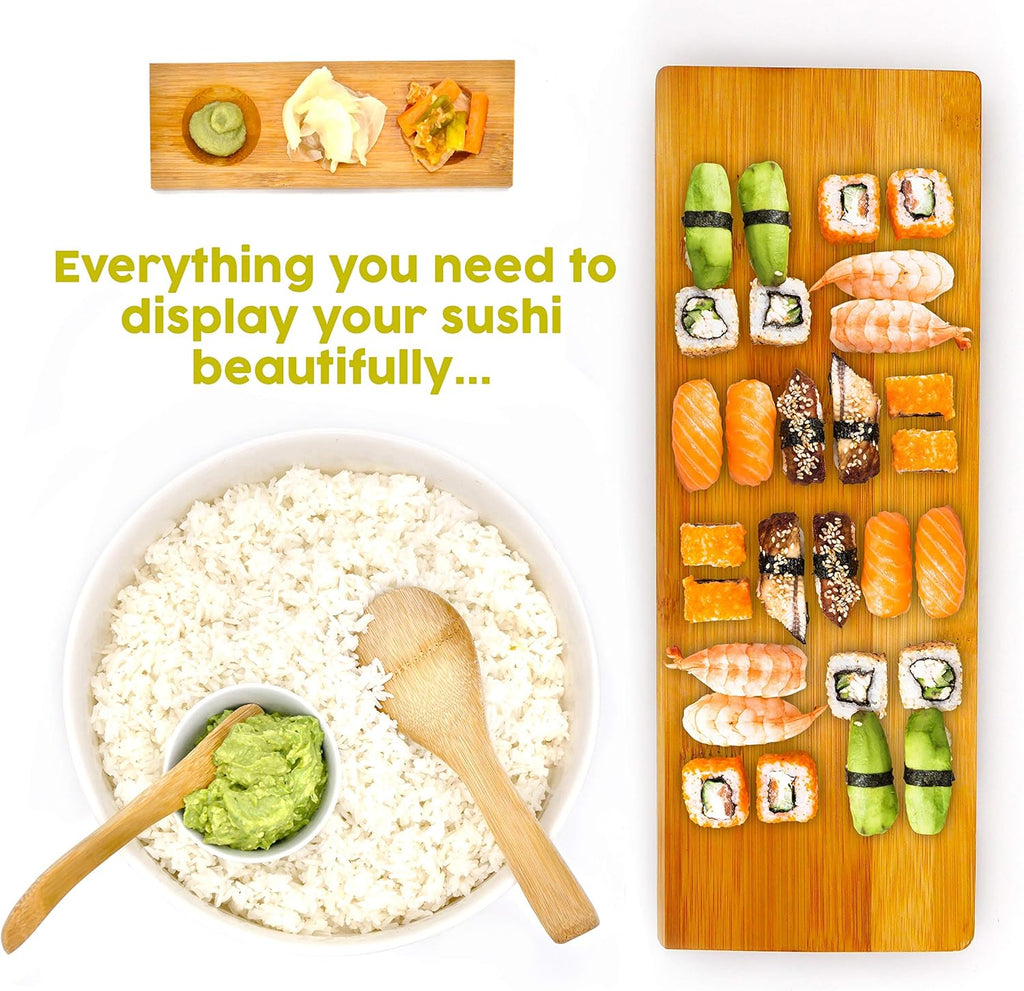 Bamboo Sushi Making Kit with Maki Maker, Sushi Mat, Onigiri Mold Set, Sushi Plate, Chopstick Set, Rice Paddle R149828
