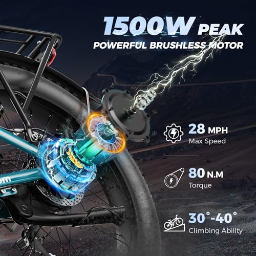 26'' x 4.0'' Fat Tire Electric Mountain Bike with 480Wh Battery 7 Speed U7654