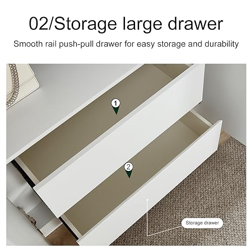 White 4 Door 2 Drawers Wooden Armoire Wardrobe Cabinet K5125