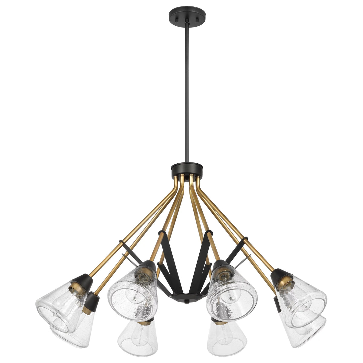 Matte Black 8 Light Chandelier with Clear Seeded Glass N30521