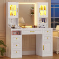 White Vanity Desk with Touch Screen Mirror and Lights, 6 Drawers N237208