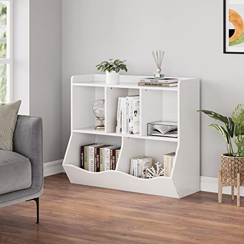 Kids Bookshelf and Bookcase Toy Storage Multi Shelf with Cubby Organizer Cabinet H61308