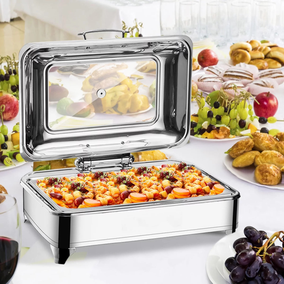 Electric Buffet Server Food Warmer with Glass Window S3499