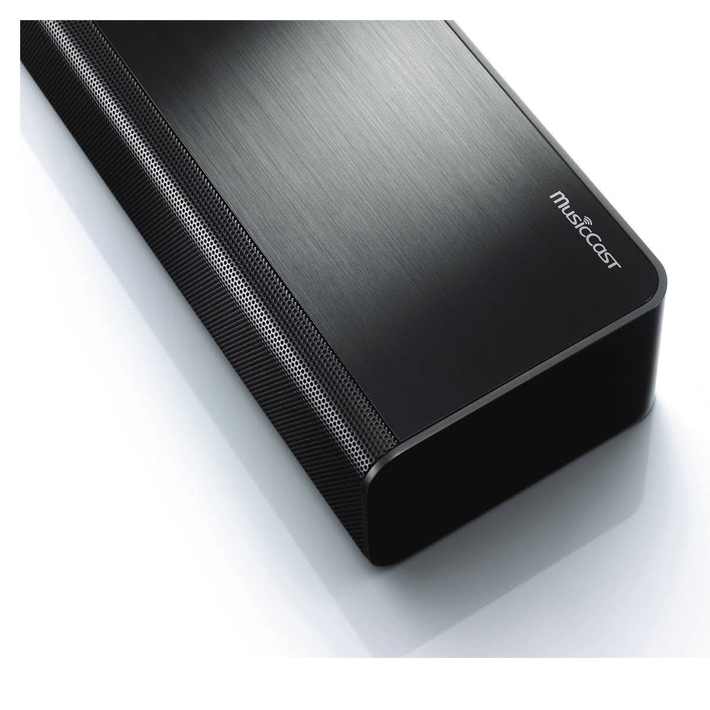 Black Sound Bar with Wireless Subwoofer and Wireless Speakers Z385