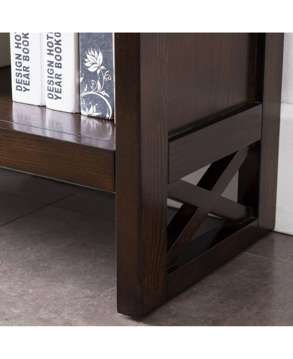 3 Shelf Bookcase with Drawer Storage, Chocolate Oak H7469