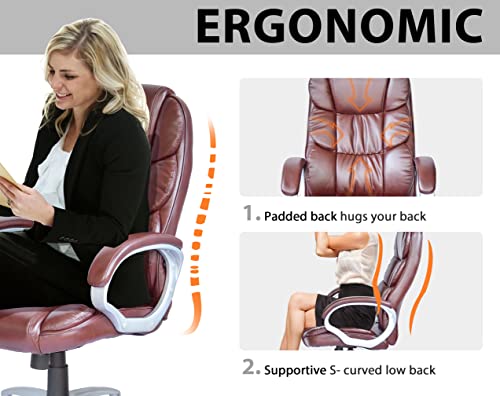 Big and Tall High Back Leather Office Chair with Armrest O2622