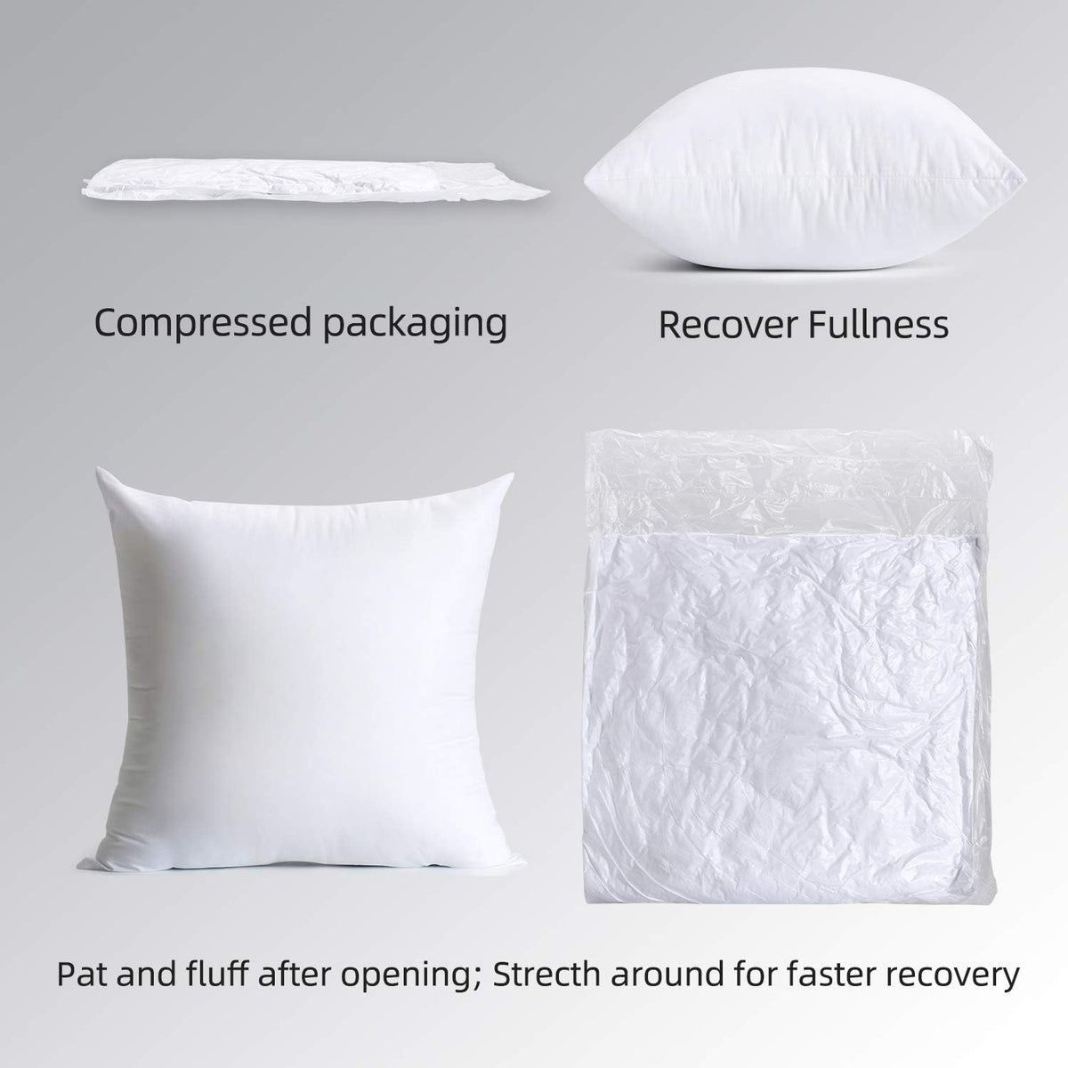 Pack of 4 Water Resistant Hypoallergenic Square Pillow Inserts U8048