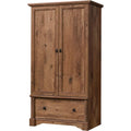 Rustic Oak Drawer and Garment Rod Wardrobe Armoire G537