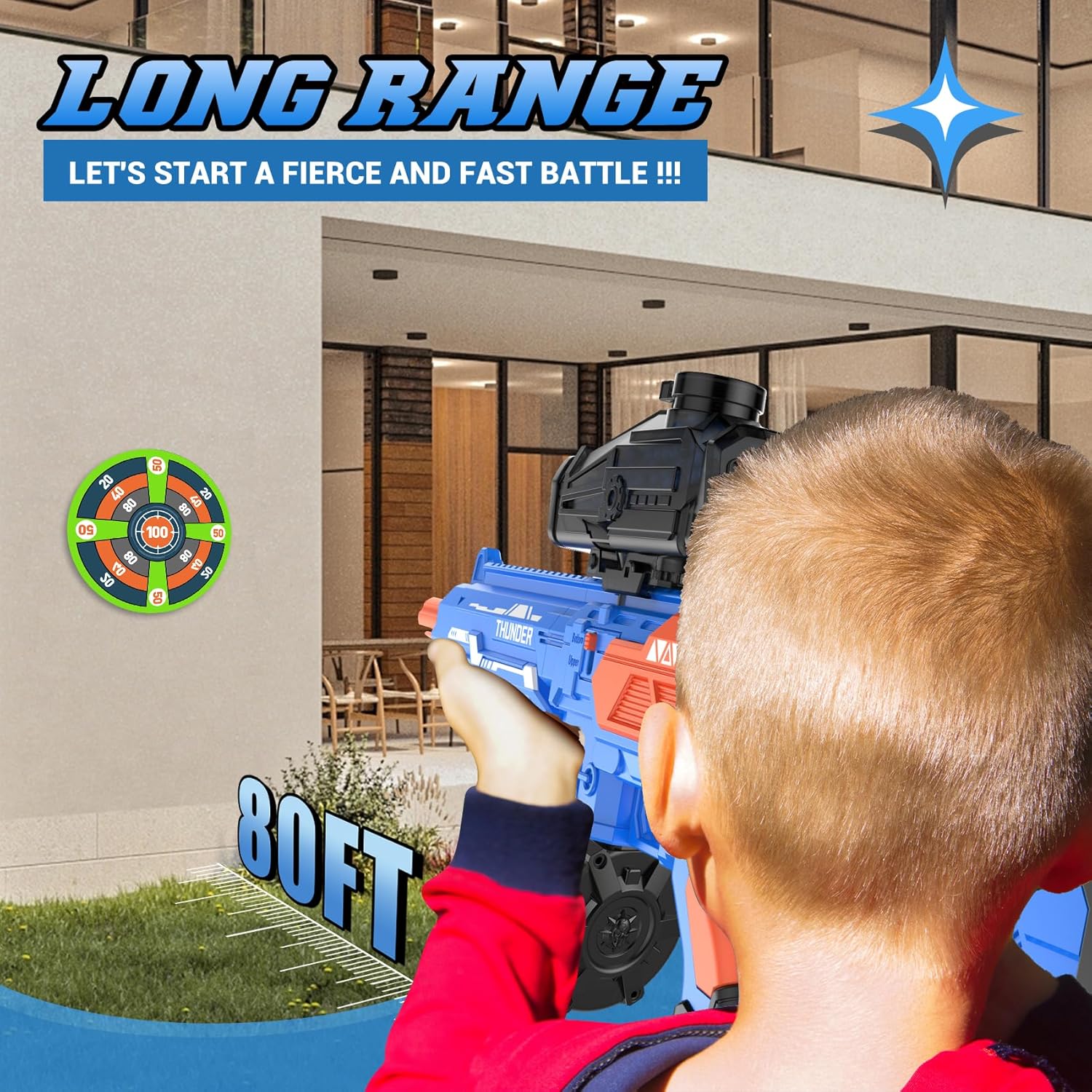 Large Gel Ball Blaster with Drum, Electric Splat Blaster（Blue） A6599