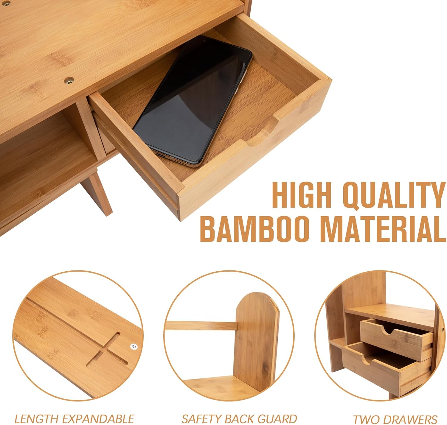 Bamboo Desktop Bookshelf Organizer Q400
