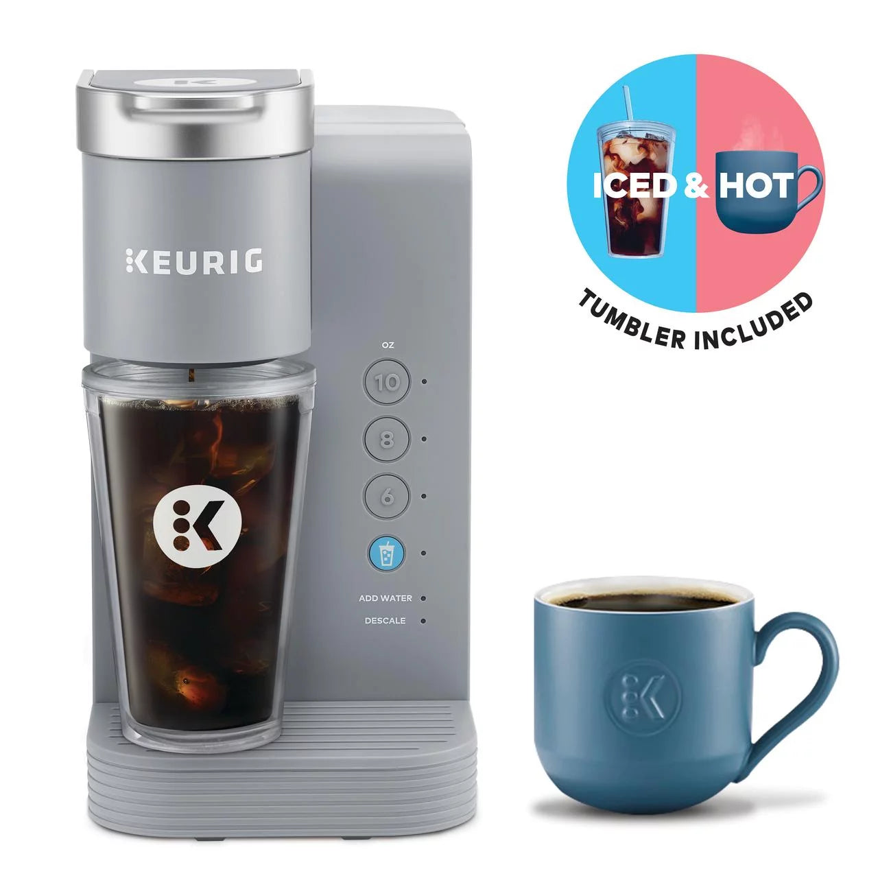 Gray Iced and Hot Single-Serve K-Cup Pod Coffee Maker O34546