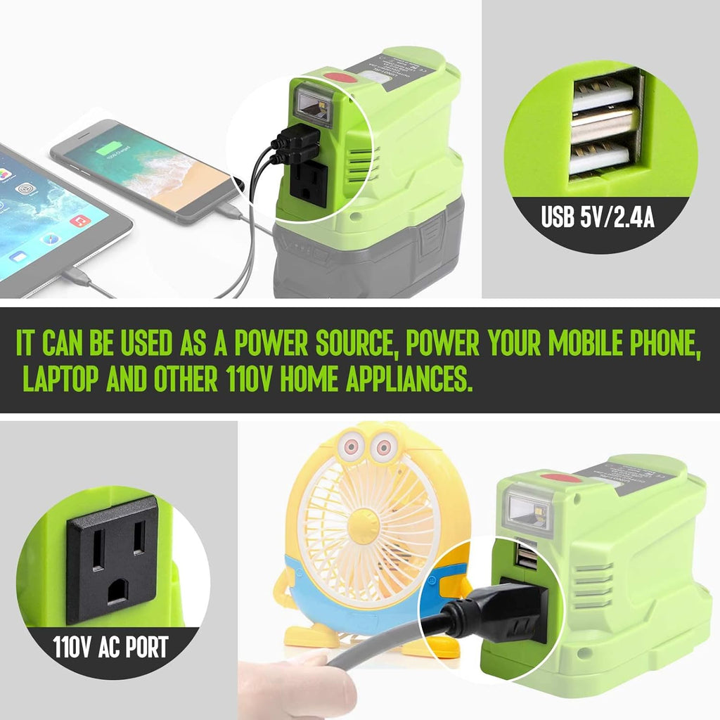 Power Inverter 150W Portable Charger DC 18V to AC 110 with AC/USB Port P76642