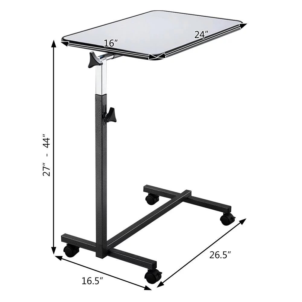 Adjustable Overbed Bedside Table with Wheels Gray L87134