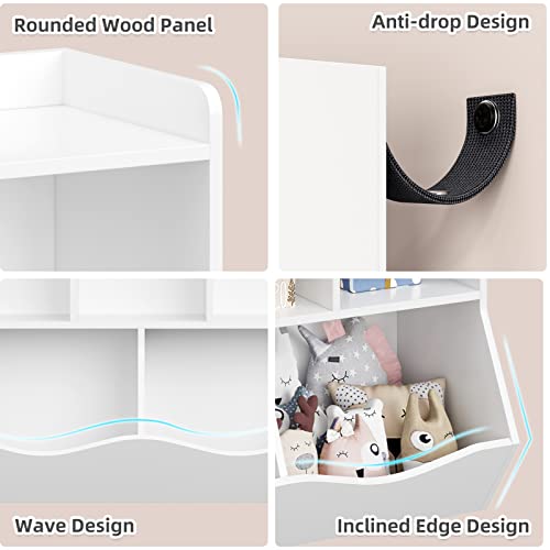 Kids Bookshelf and Bookcase Toy Storage Multi Shelf with Cubby Organizer Cabinet H61308