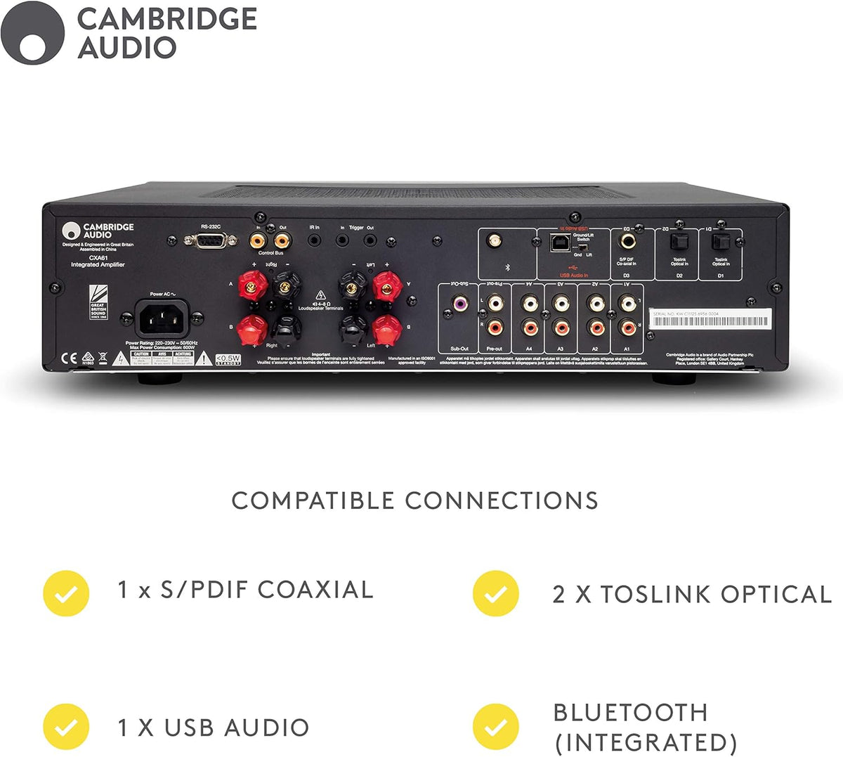 Stereo Two-Channel Amplifier with Bluetooth and Built-in DAC - 80 Watts Per Channel (Lunar Grey) G4481