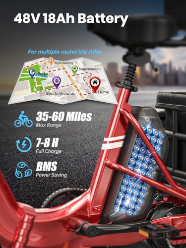 Electric Trike with 750W Motor, 48V 18AH Battery, 20" Fat Tire, Large Basket Q46738