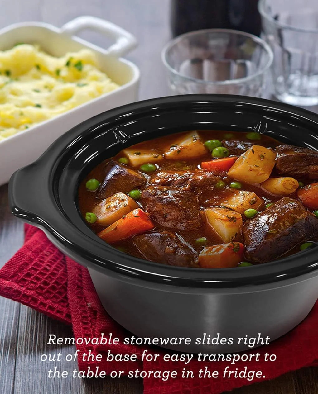 Metallic Red 2 Quart Electric Slow Cooker with Glass Lid C932