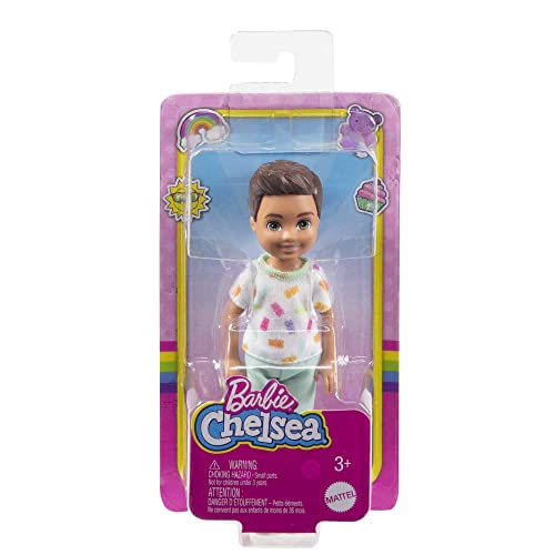 Chelsea Doll with Long Blonde Hair & Blue Eyes Wearing Removable Purple Flowered Dress & Yellow Shoes O737577