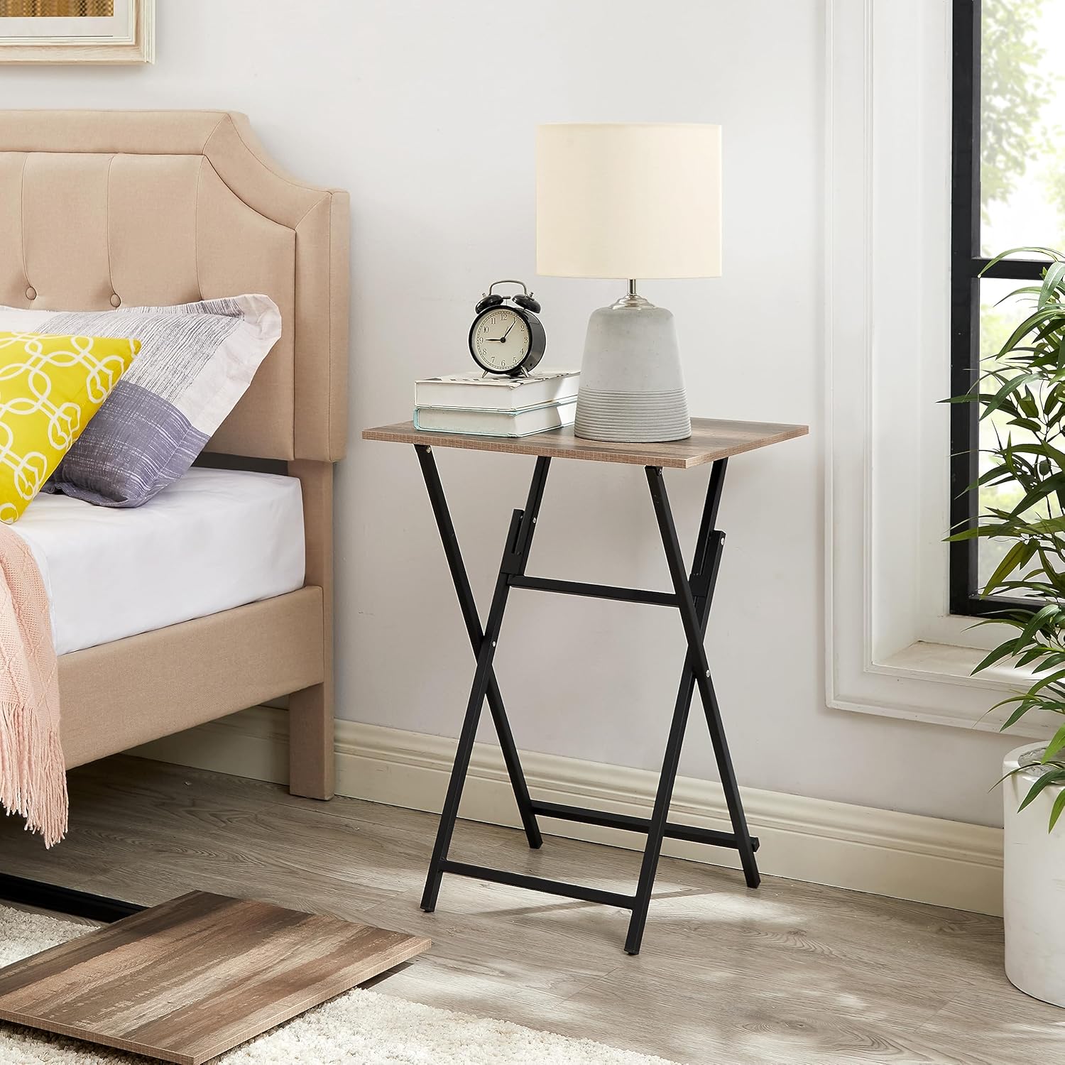 Rustic Brown Black TV Tray Table 2-Piece Portable Tables I753653
