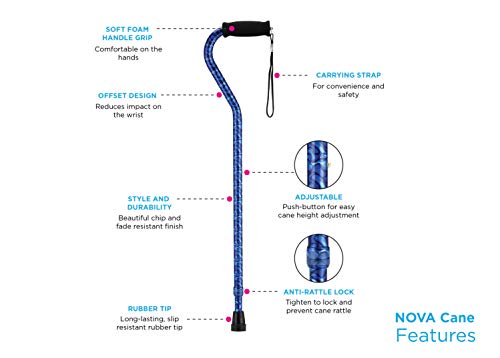 Lightweight Adjustable Walking Cane with Offset Handle Q398
