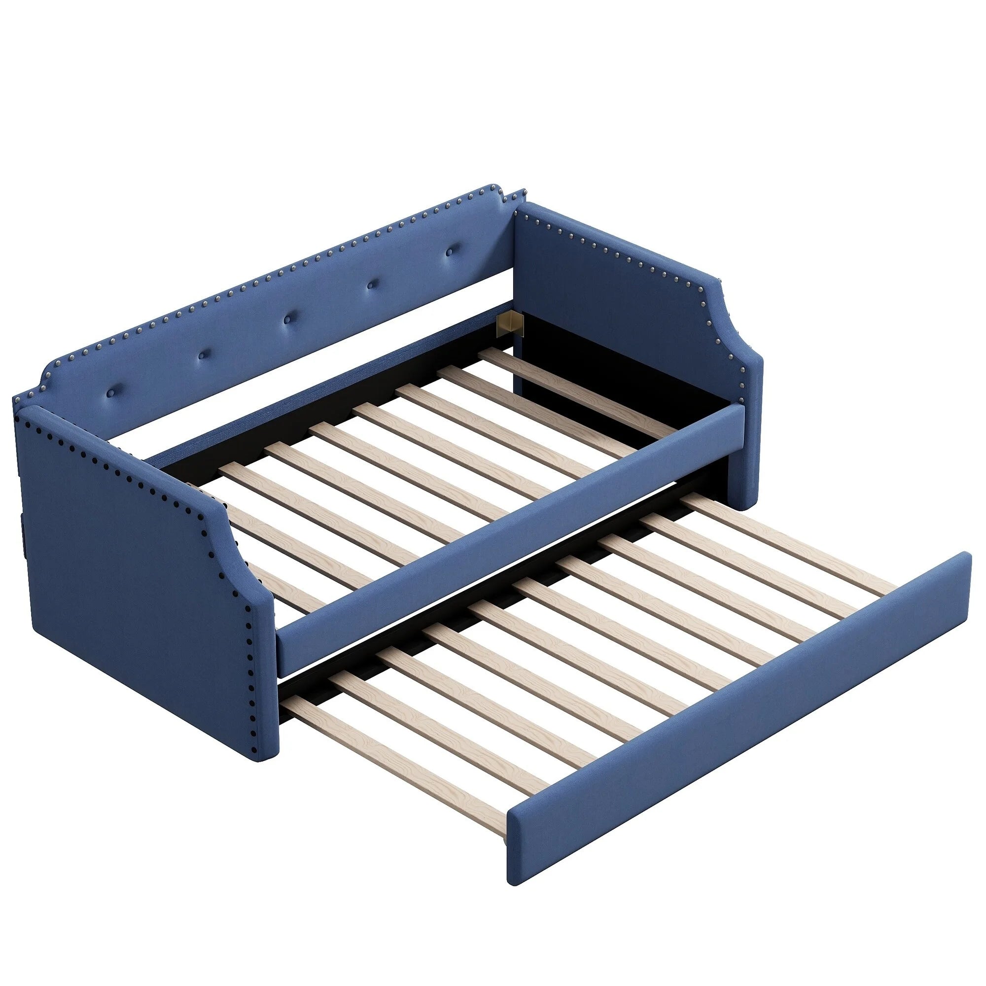 Twin Size Upholstered Daybed with Trundle Blue N327798
