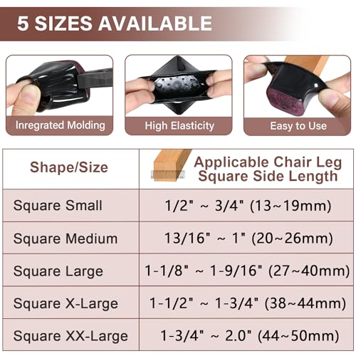 32 Pack Clear Square Silicone Chair Leg Floor Protectors R9728