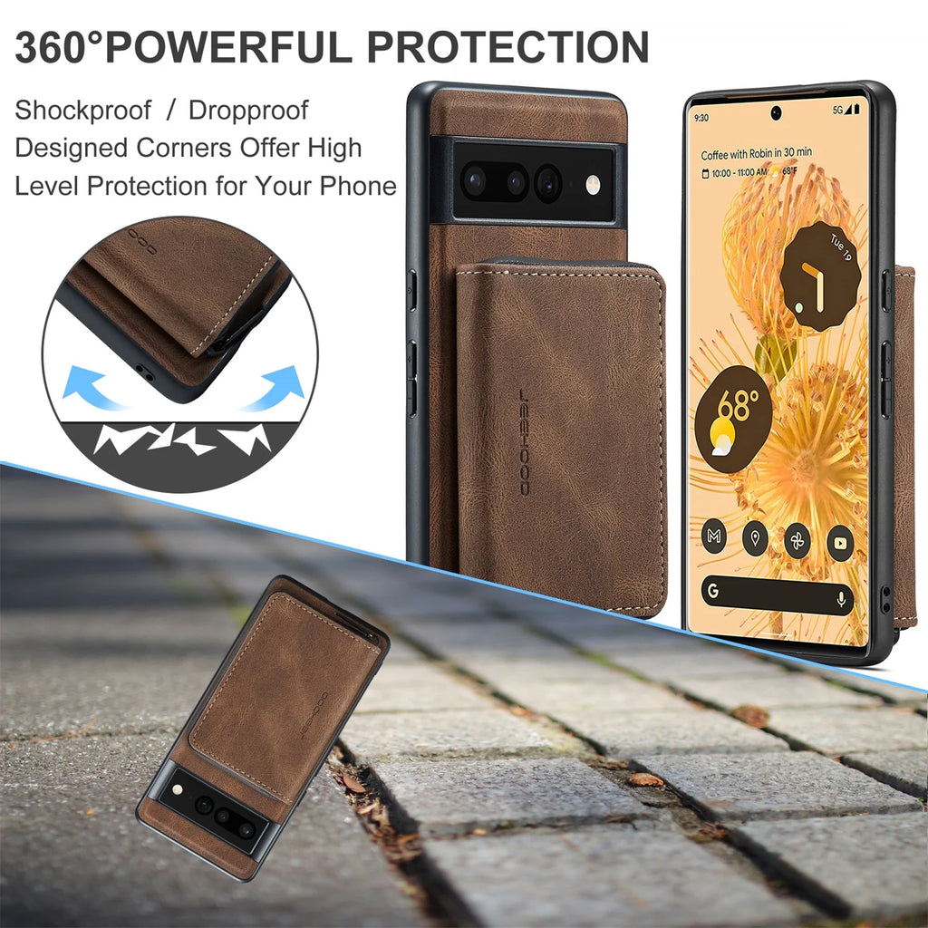 Brown Wallet Case for Google Pixel Fold 5G with Screen Protector J962260