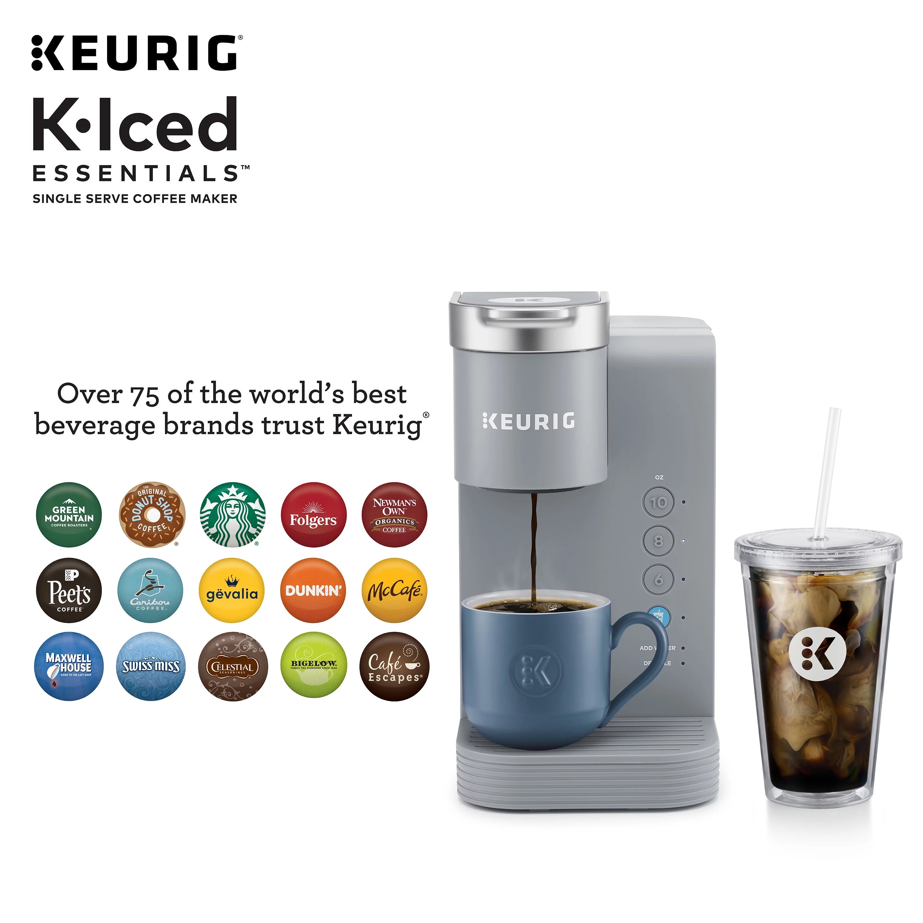 Gray Iced and Hot Single-Serve K-Cup Pod Coffee Maker O34546