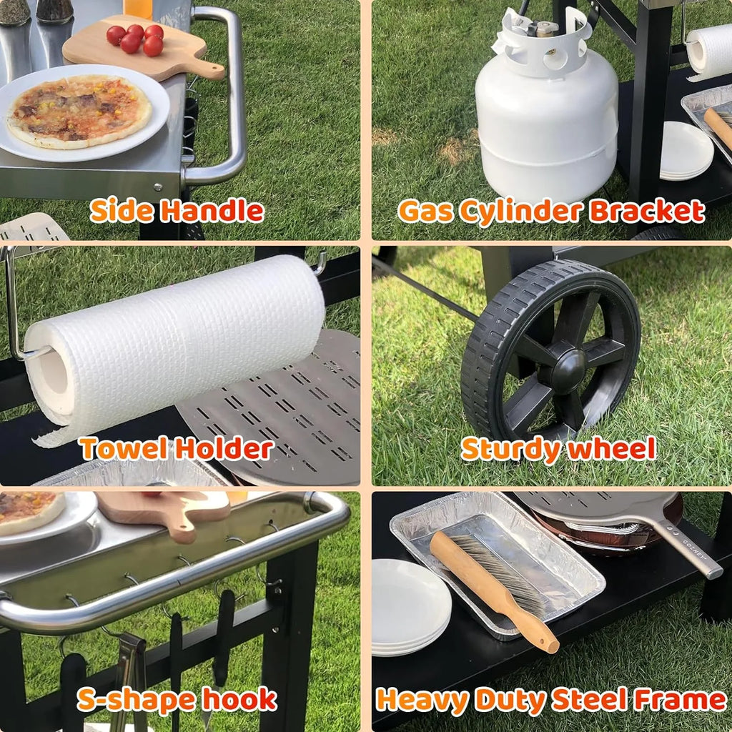 Outdoor Grill Cart Table with Wheels W662