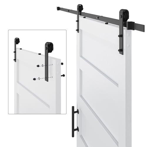 White 5 Panel Sliding Barn Door with 6ft Hardware Kit T48970