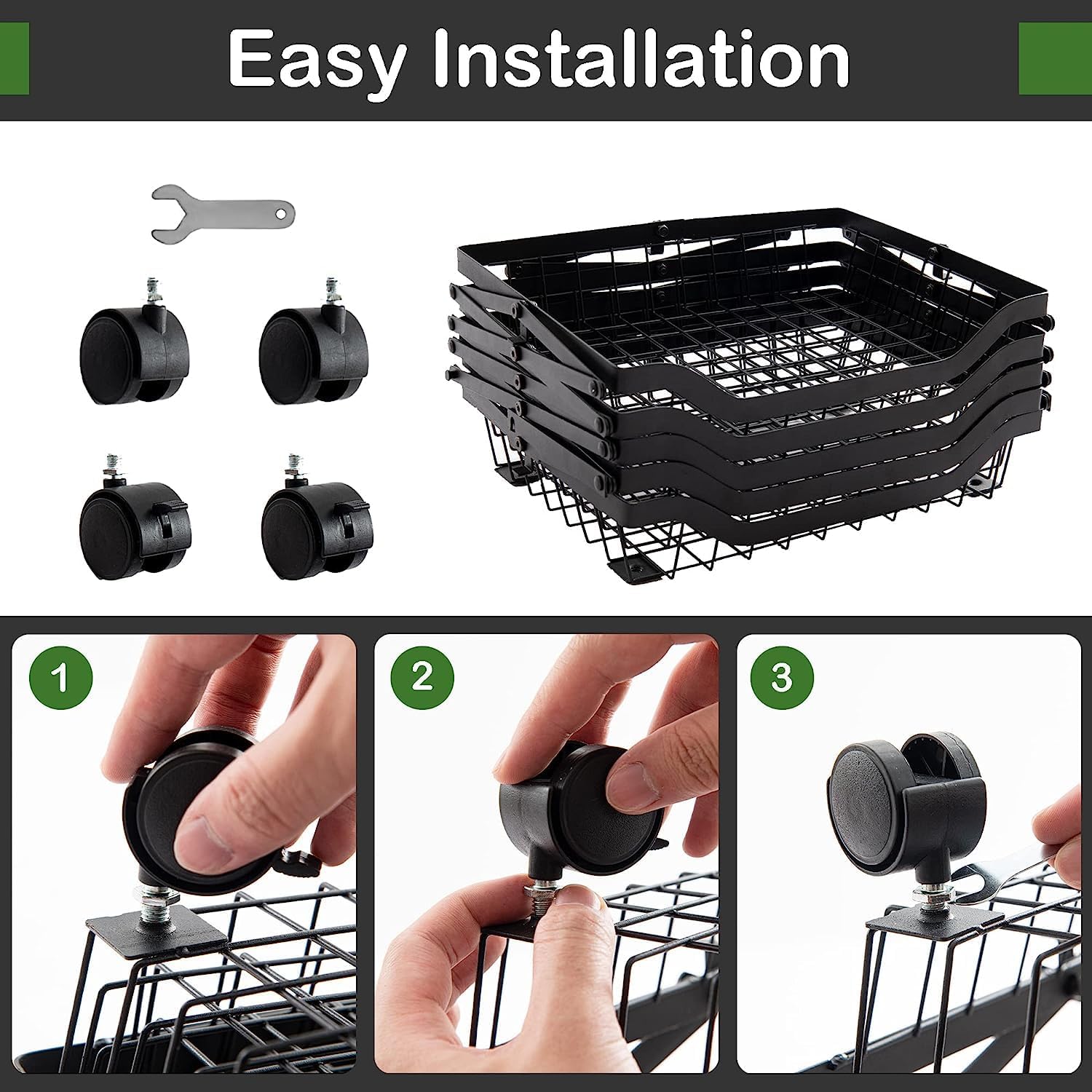 5 Tier Foldable Rolling Storage Cart with Lockable Wheels B1205