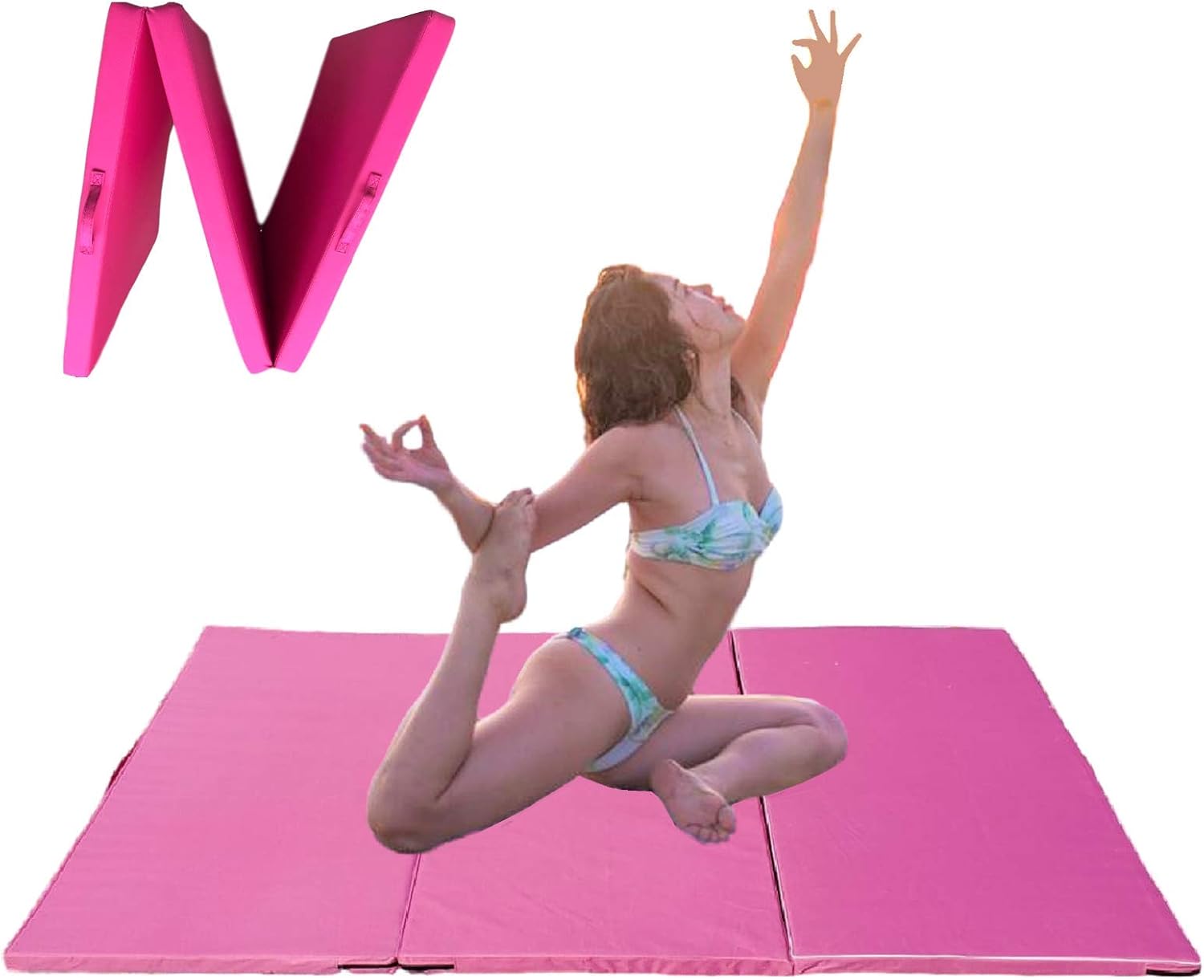 Extra Thick High Density Anti-Tear Gymnastics Gym Folding Exercise Mats (Pink) G22036