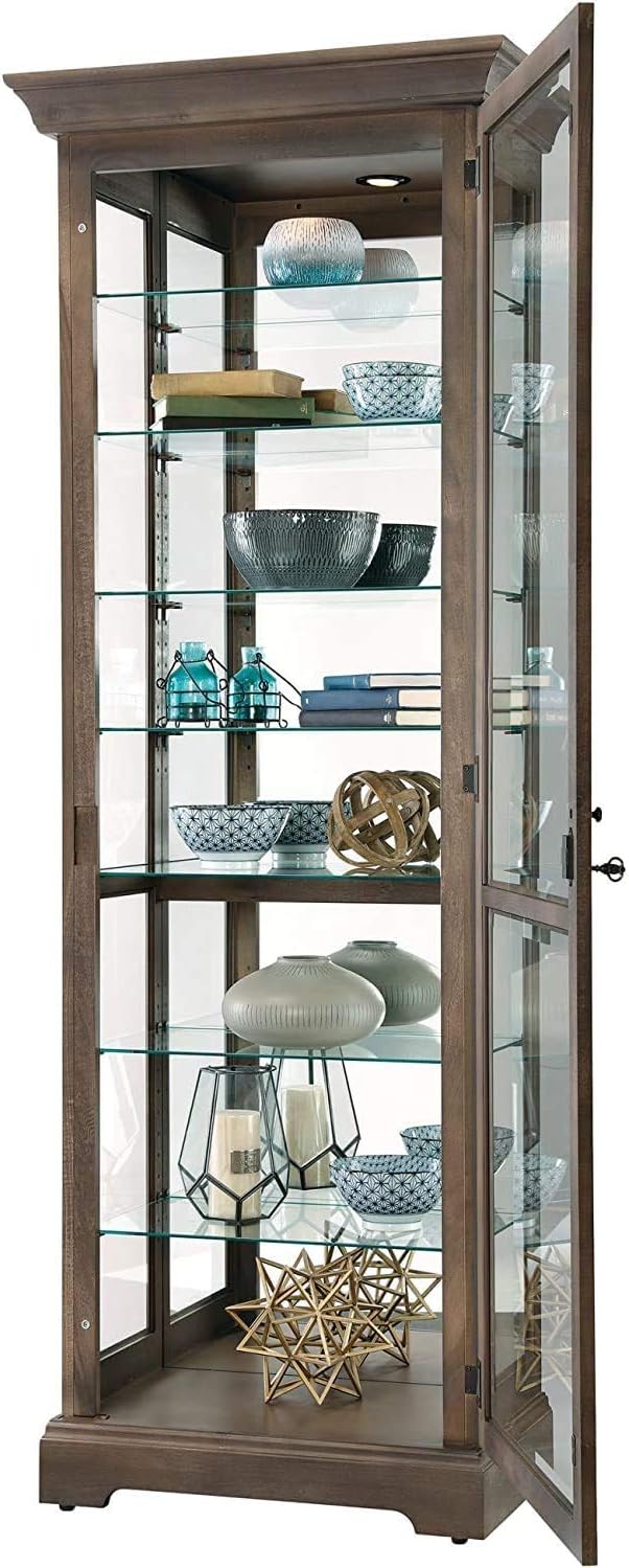 Cherry Bordeaux Seven Glass Shelves Curio Cabinet I4936