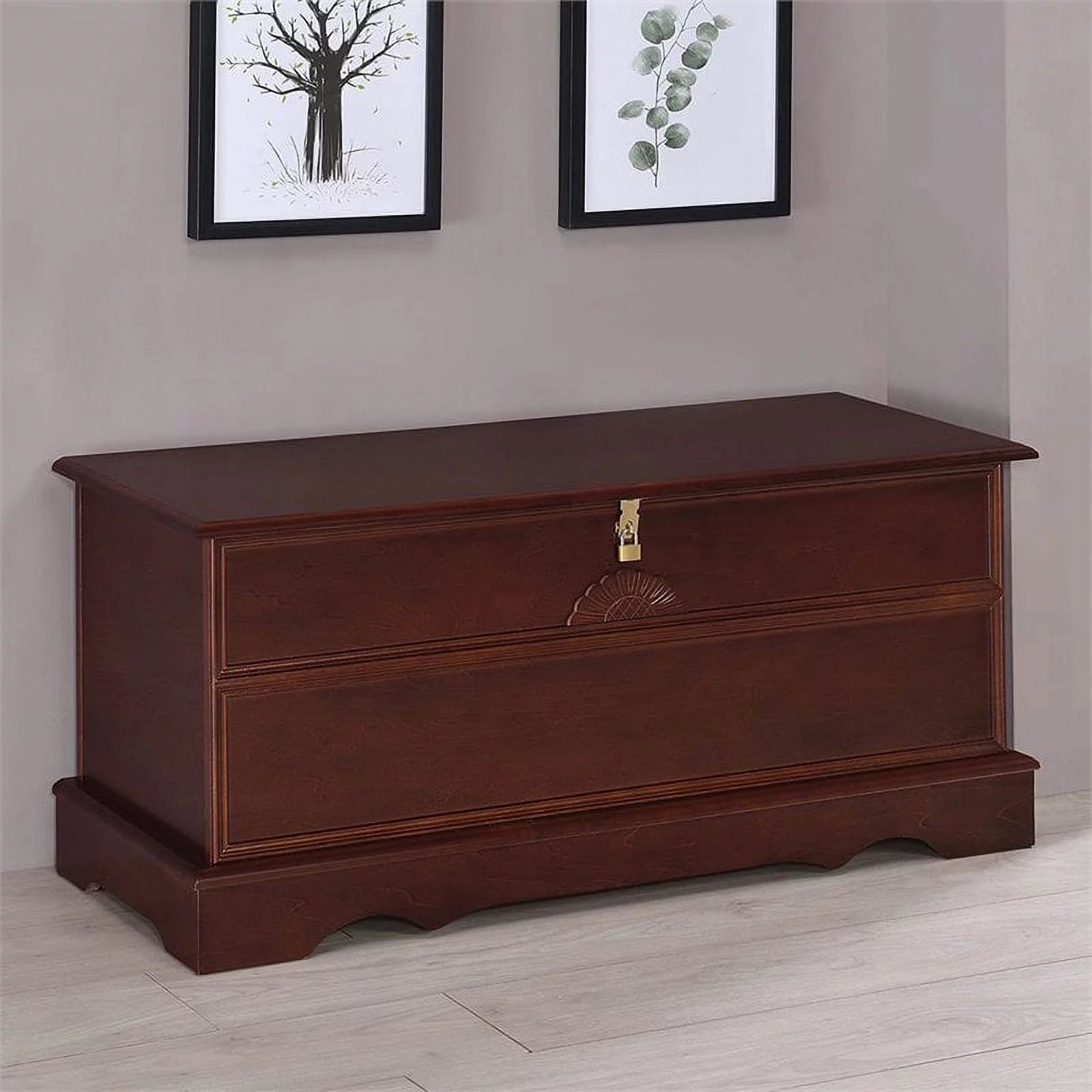 Rectangular Wood Cedar Chest in Brown E5833