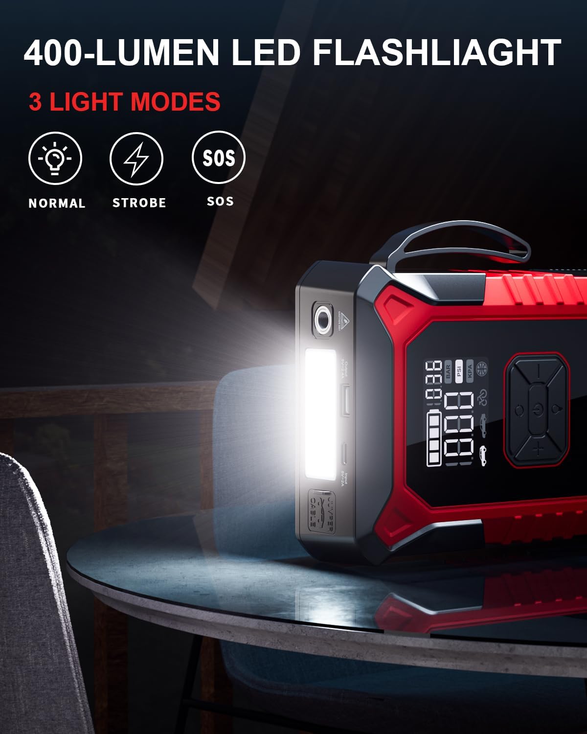3000A Portable Car Battery Booster with 150PSI Tire Inflator P95064