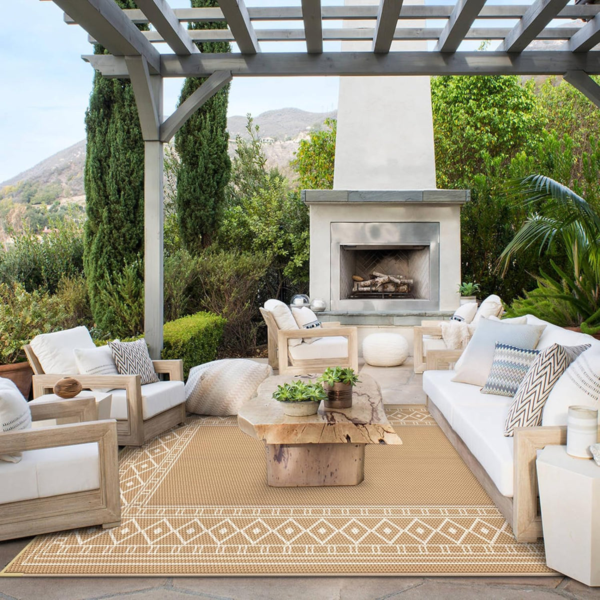 5' x 8' Waterproof Reversible Outdoor Plastic Straw Rug E7337