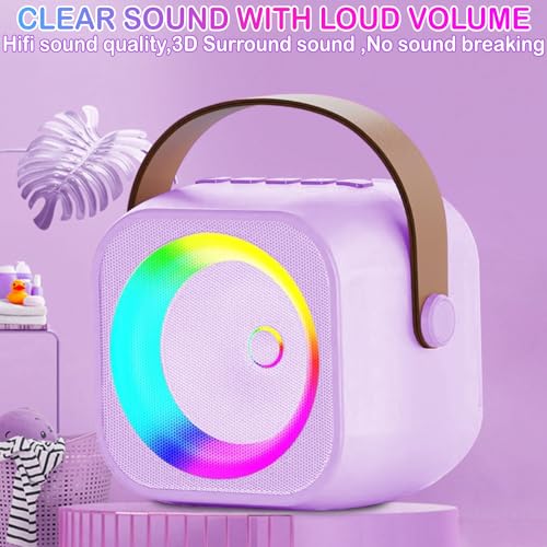 Mini Karaoke Machine with 2 Wireless Microphone & LED Lights R608