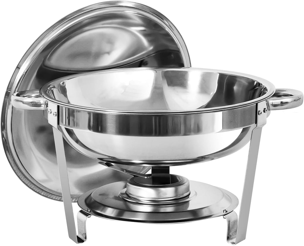 5 Qt Stainless Steel Round Chafing Dish Buffet Set 6 Pack V2605