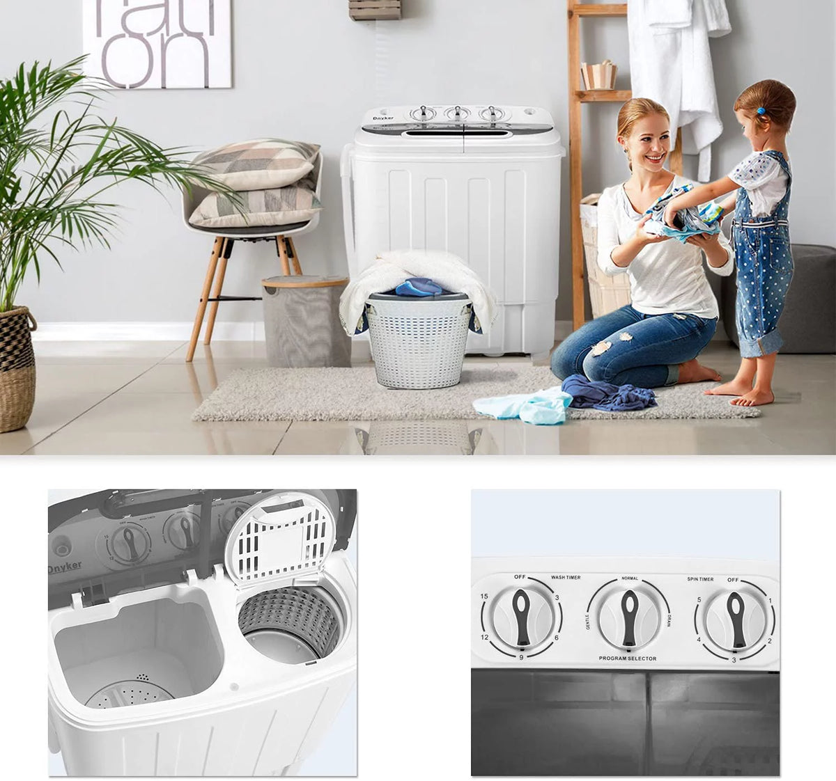 White Twin Tub Portable 16.5 lbs. Washing Machine and Dryer Combo G7310
